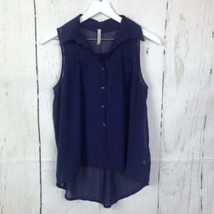 Paper Crane Sheer Sleeveless High Low Top